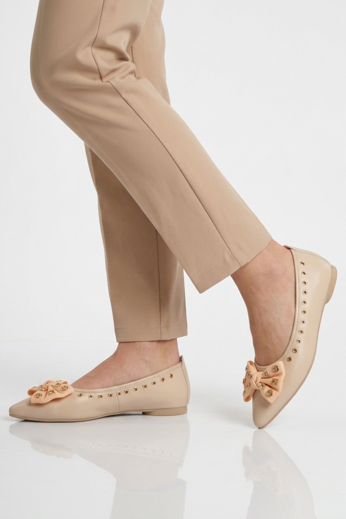 Ayakmod Bej Ayakmod Hafif Esnek Kadın Babet Ayakkabı 351092 Z