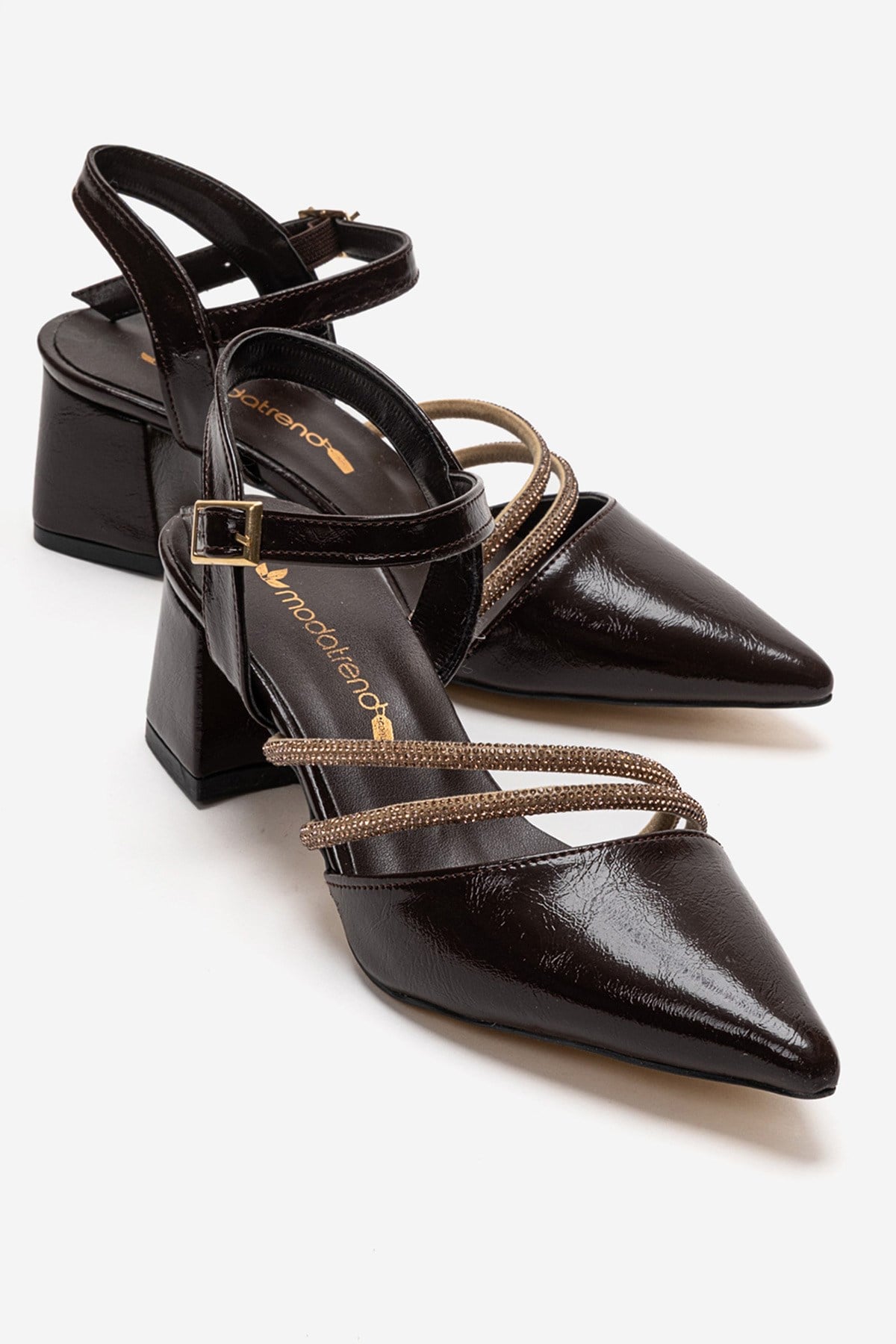 Ccway Siyah Ccway Taşlı Kadın Topuklu Ayakkabı