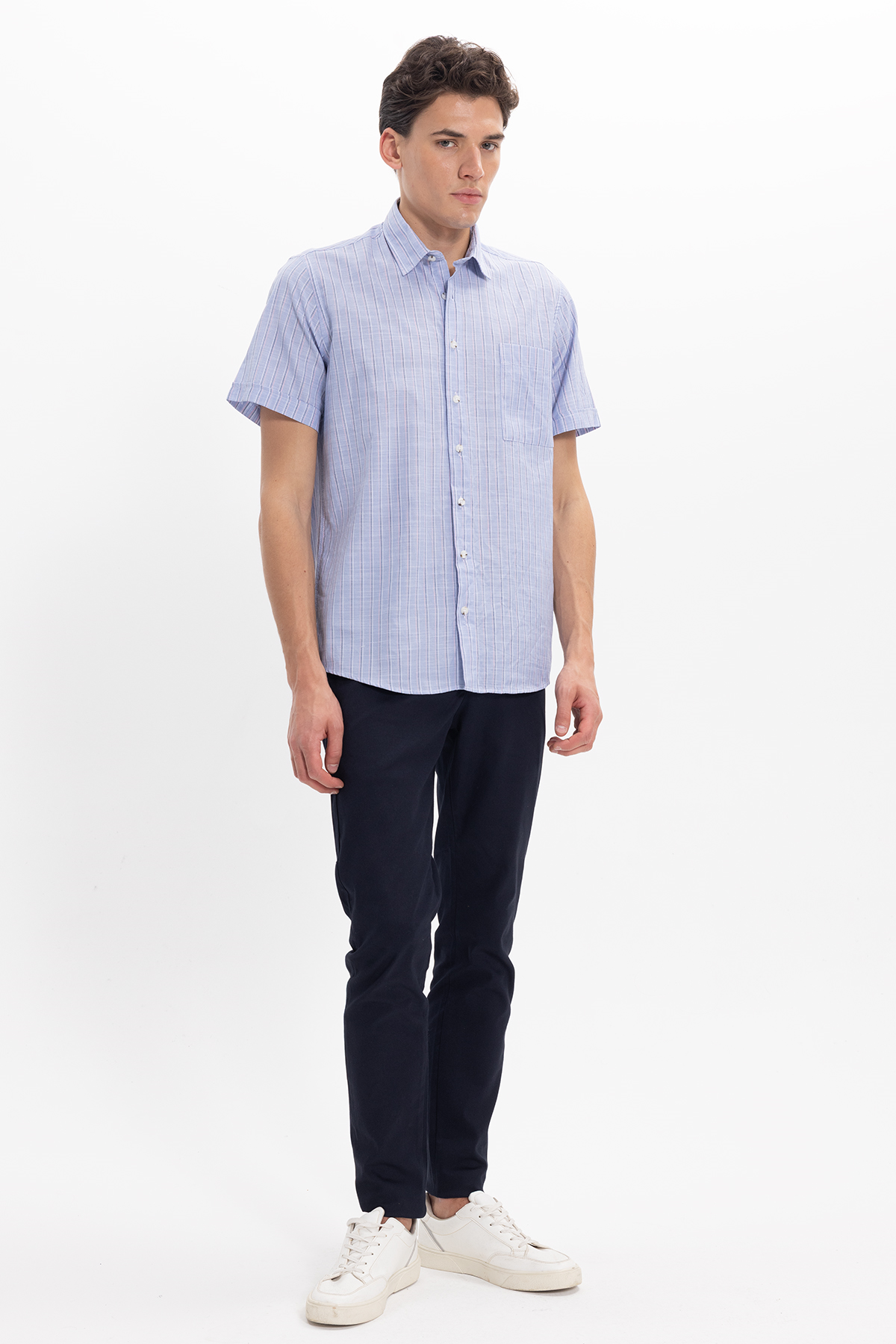 Erkek Regular Fit Klasik Kesim Oversize %100 Pamuk Keten Doku Tek