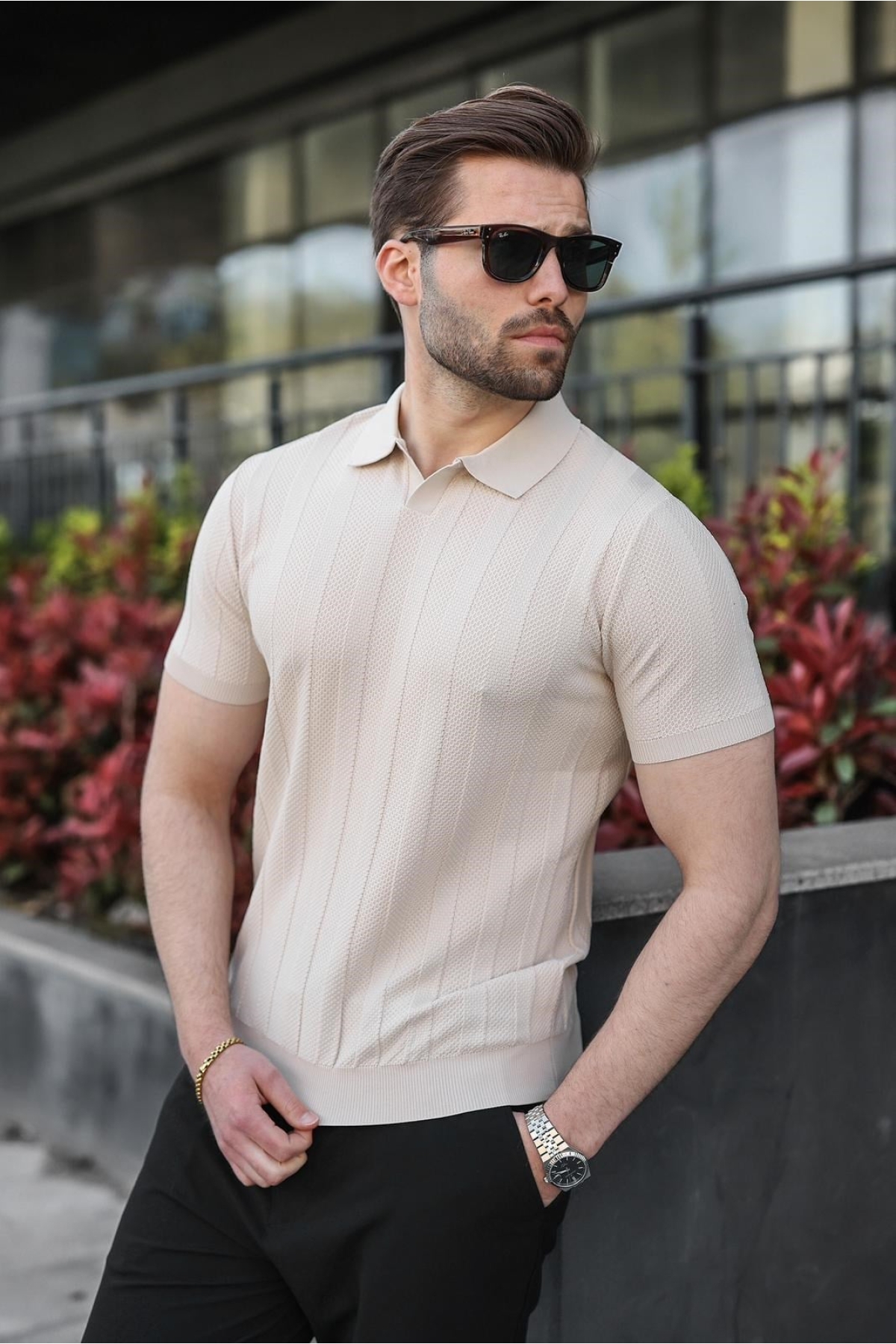 A3 【Tanko様】 No.856/No.913/No.911/No.826 Taş Rengi Slim Fit Polo Yaka Triko Erkek Tişört E7491 Fiyatları