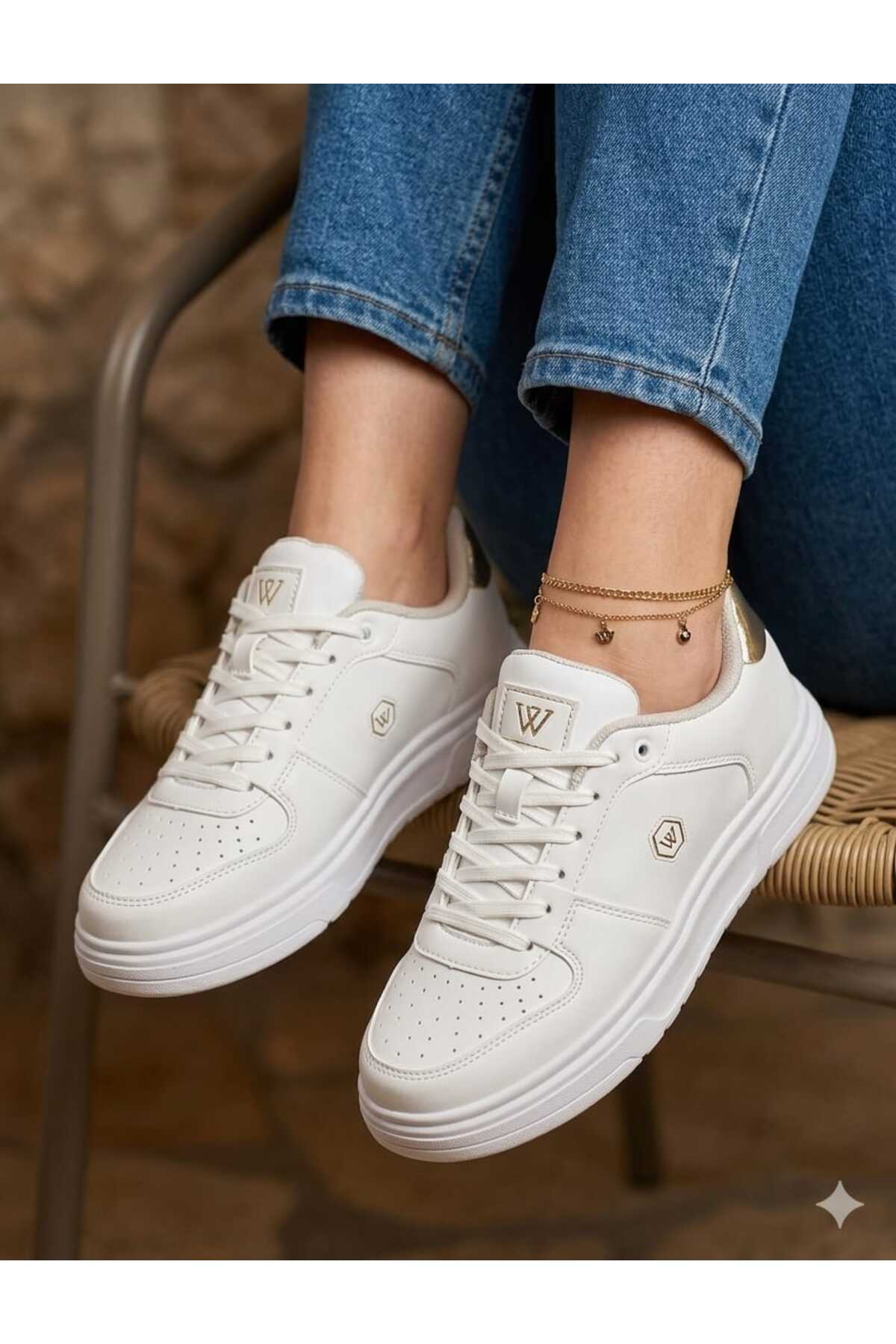 Kadın Beyaz Altın Mevsımlık Sneaker Ayakkabı Fiyatları - 201767646