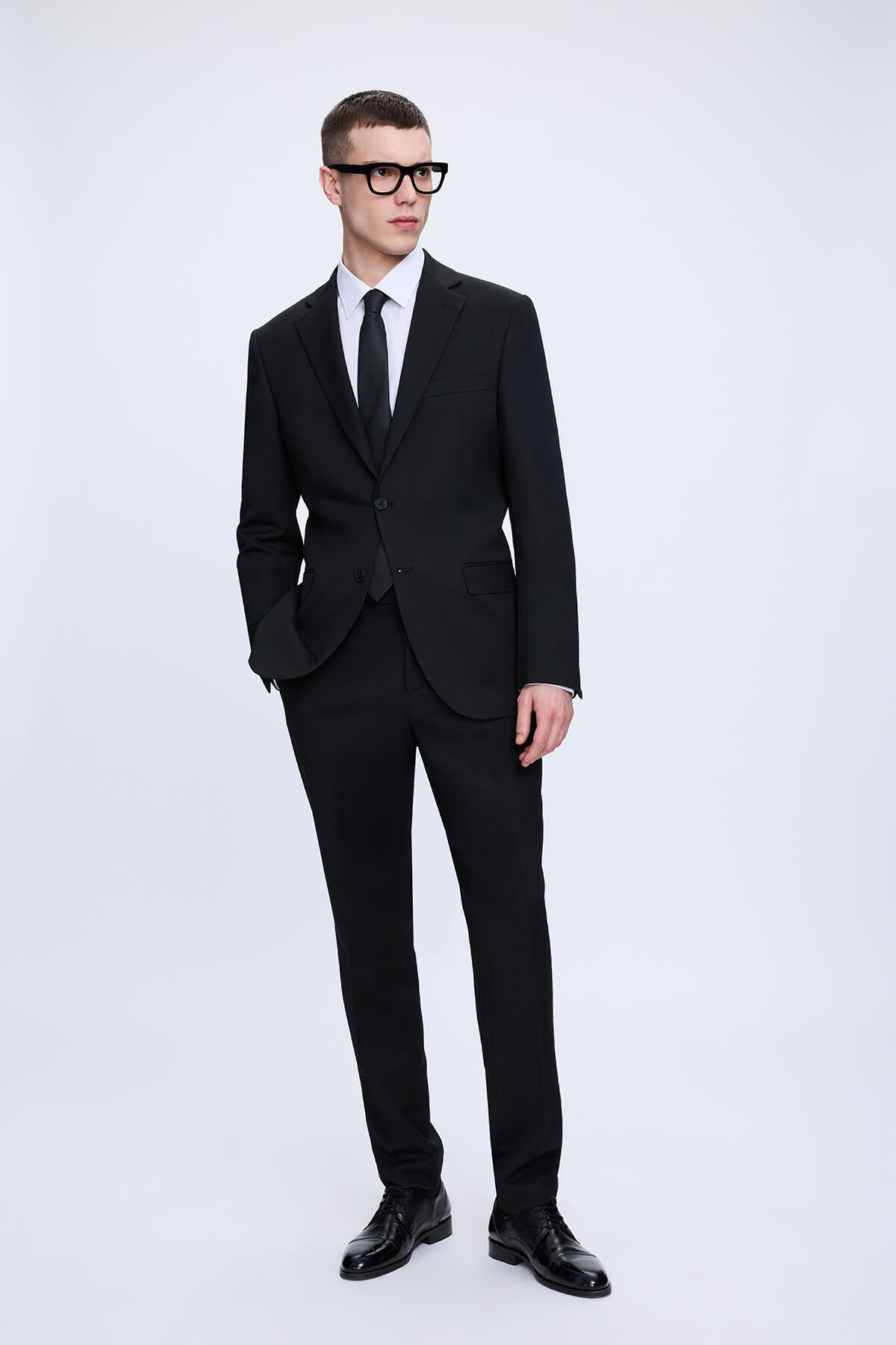 Hatemoğlu Siyah Slim Fit Mono Yaka Casual Takım Elbise