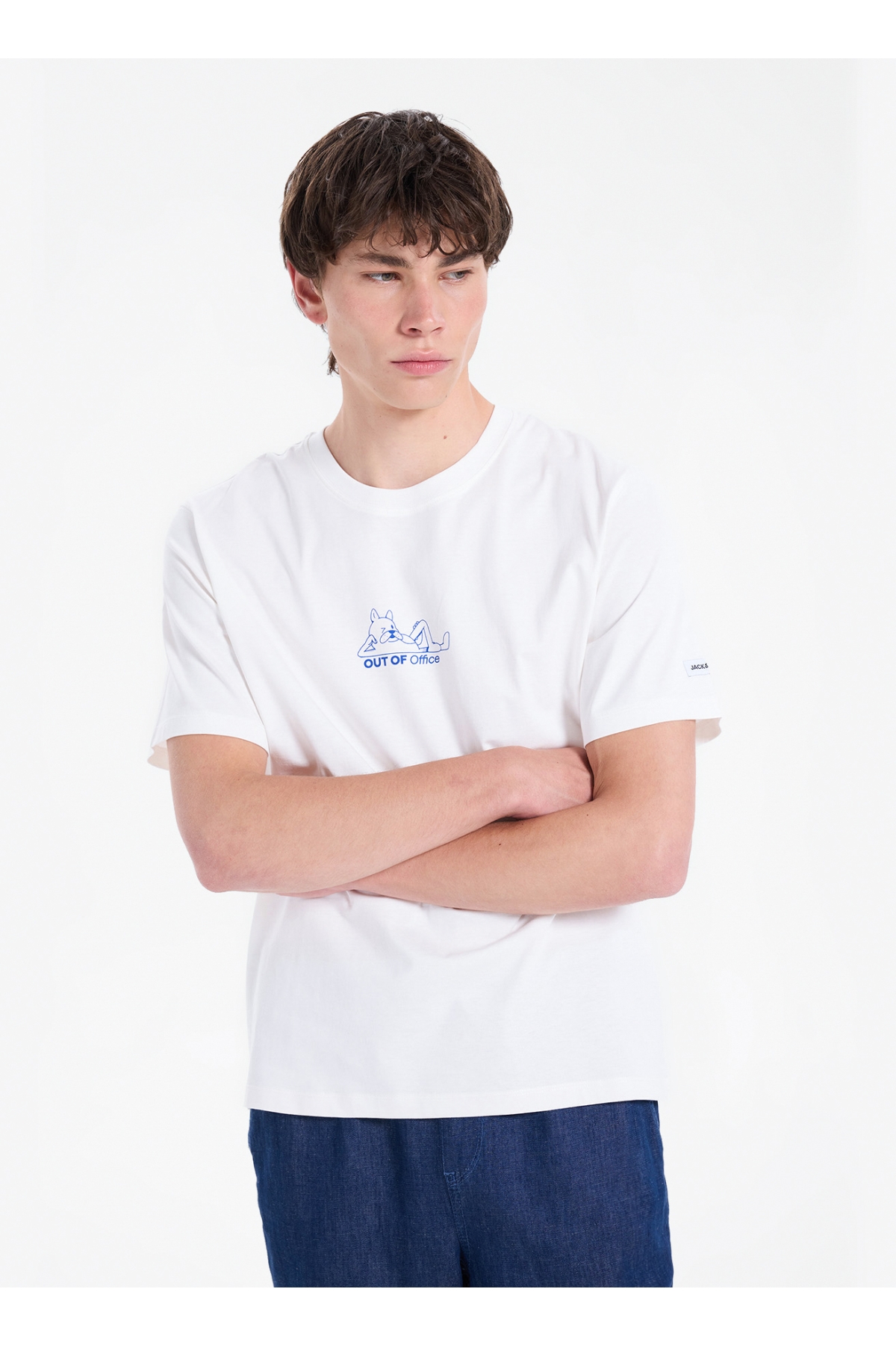 Beyaz Erkek Regular Fit T-Shirt 12307700 JORFOCUS TEE SS CREW