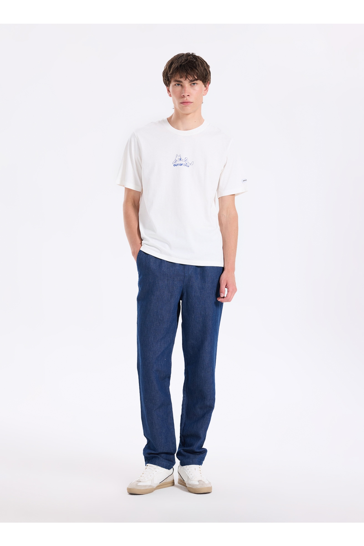 Beyaz Erkek Regular Fit T-Shirt 12307700 JORFOCUS TEE SS CREW
