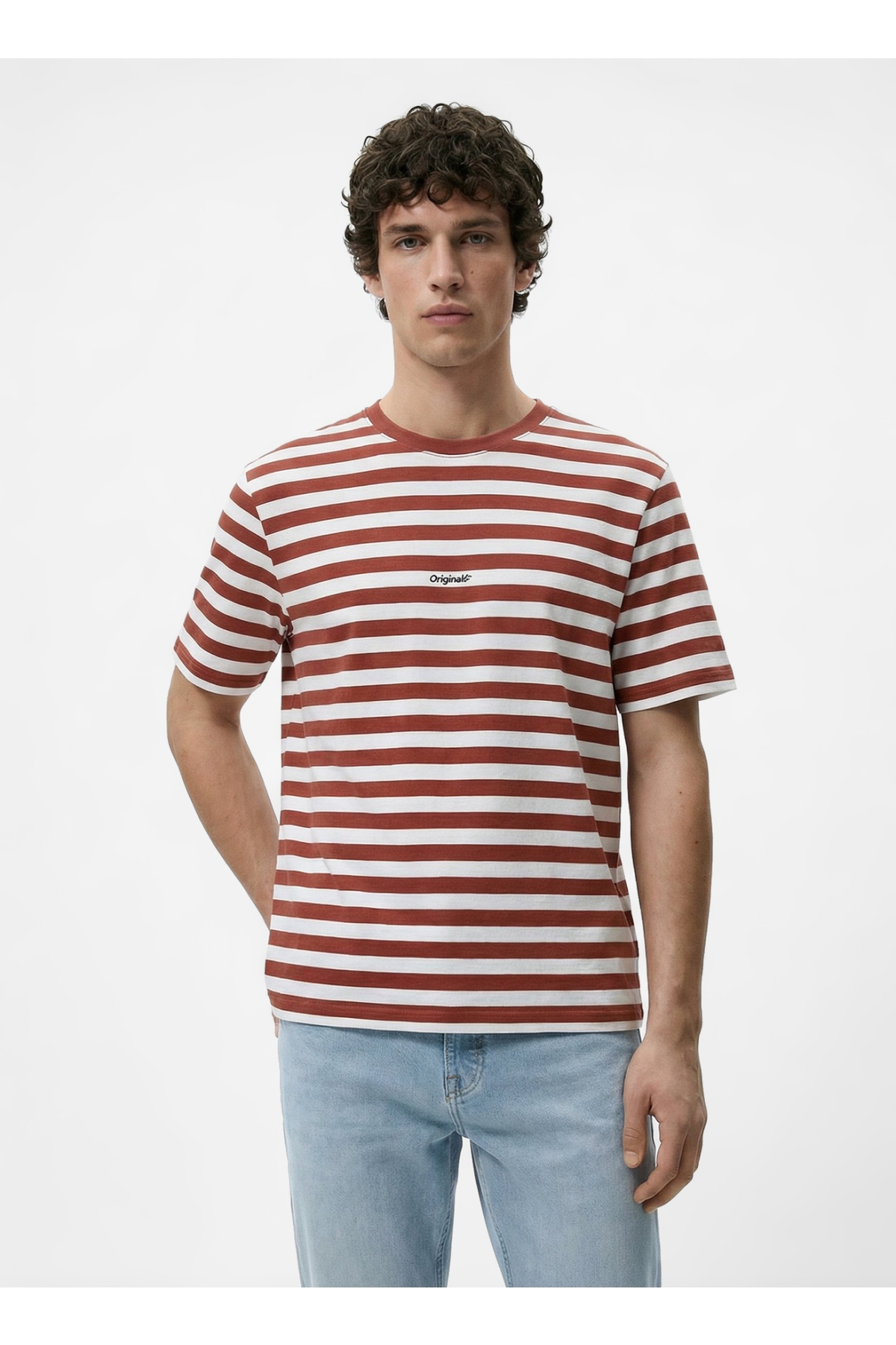 Kahve Erkek Relaxed Çizgili T-Shirt 12265748 JORVESTERBRO NEWTON
