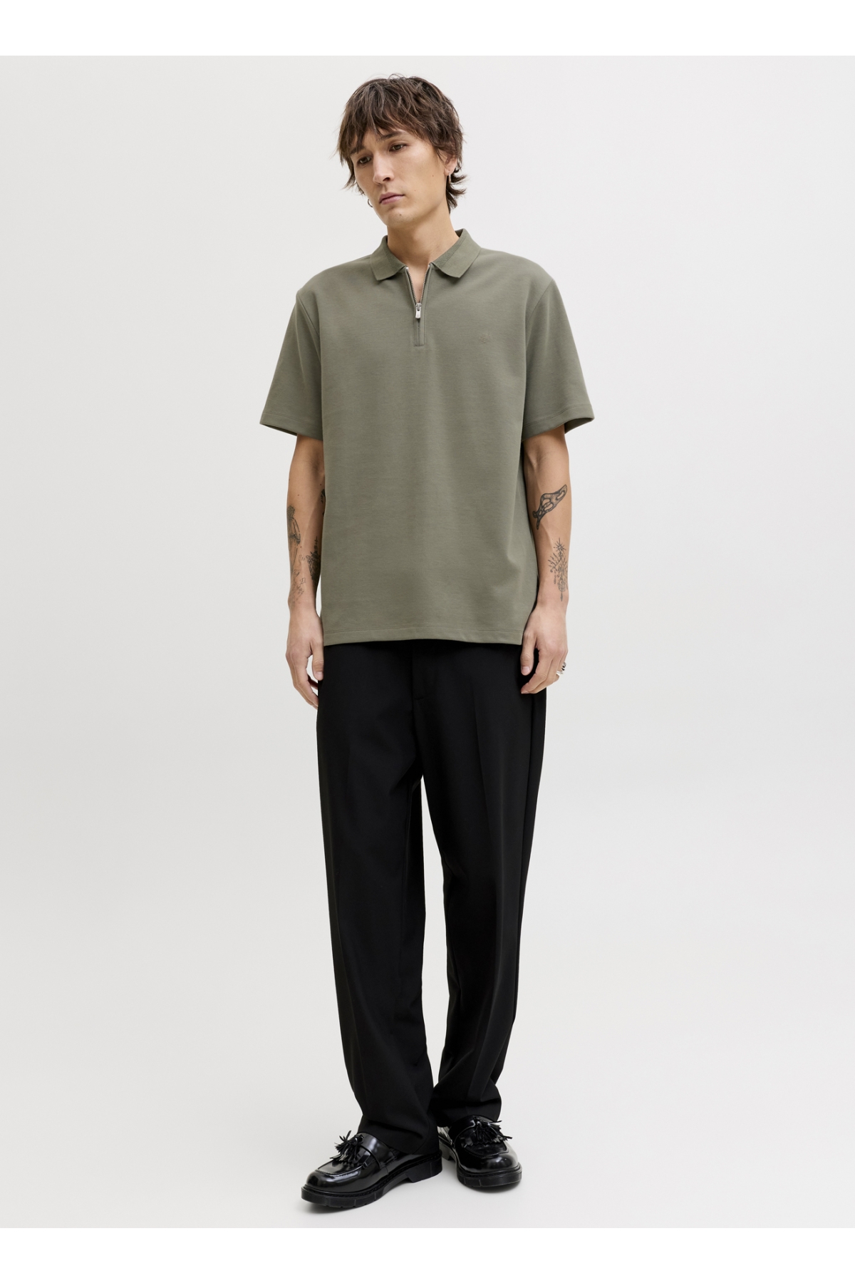 Yeşil Erkek Regular Fit Polo T-Shirt 12292992 JPRBLAETHAN SS ZIP