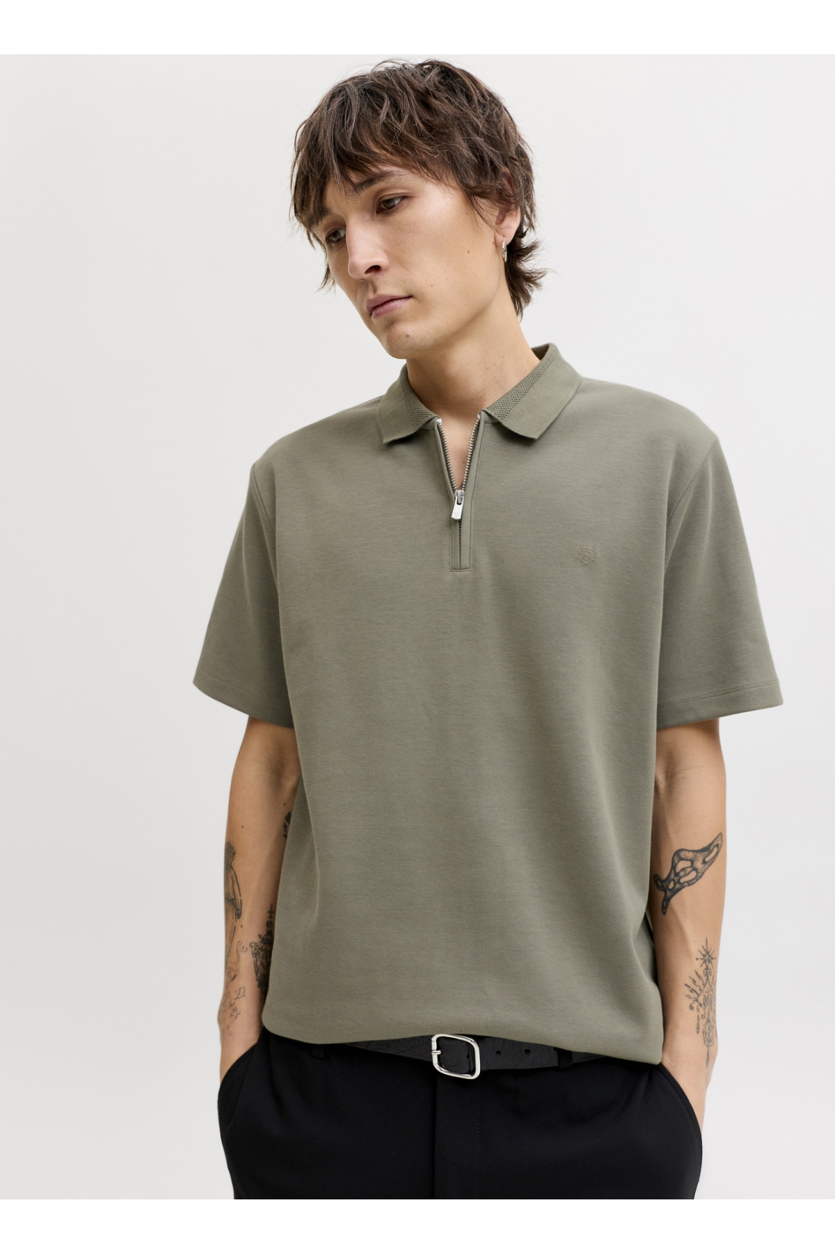 Yeşil Erkek Regular Fit Polo T-Shirt 12292992 JPRBLAETHAN SS ZIP