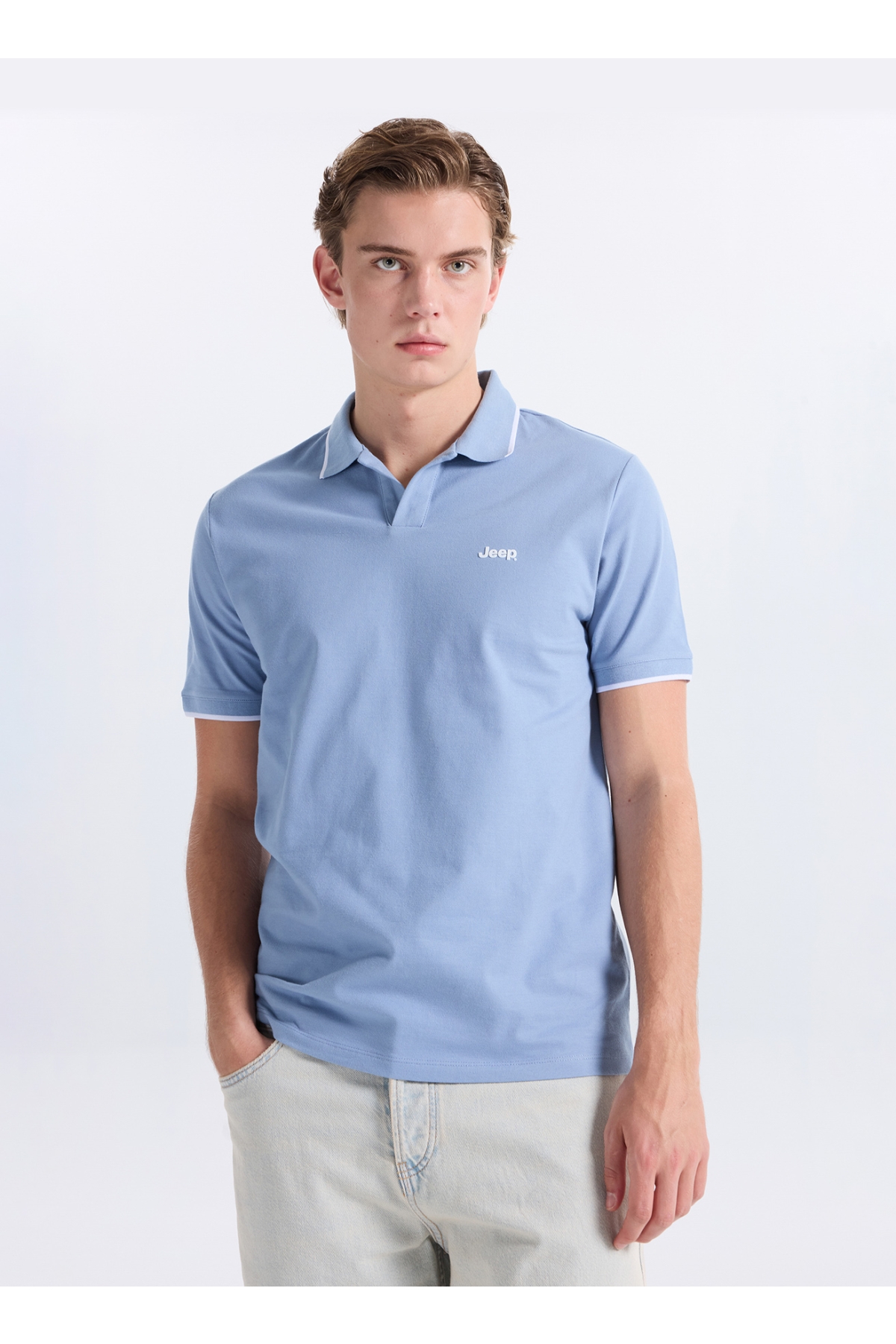 Açık Mavi Erkek Polo T-Shirt J6SM-TST7299 Fiyatları | Flo