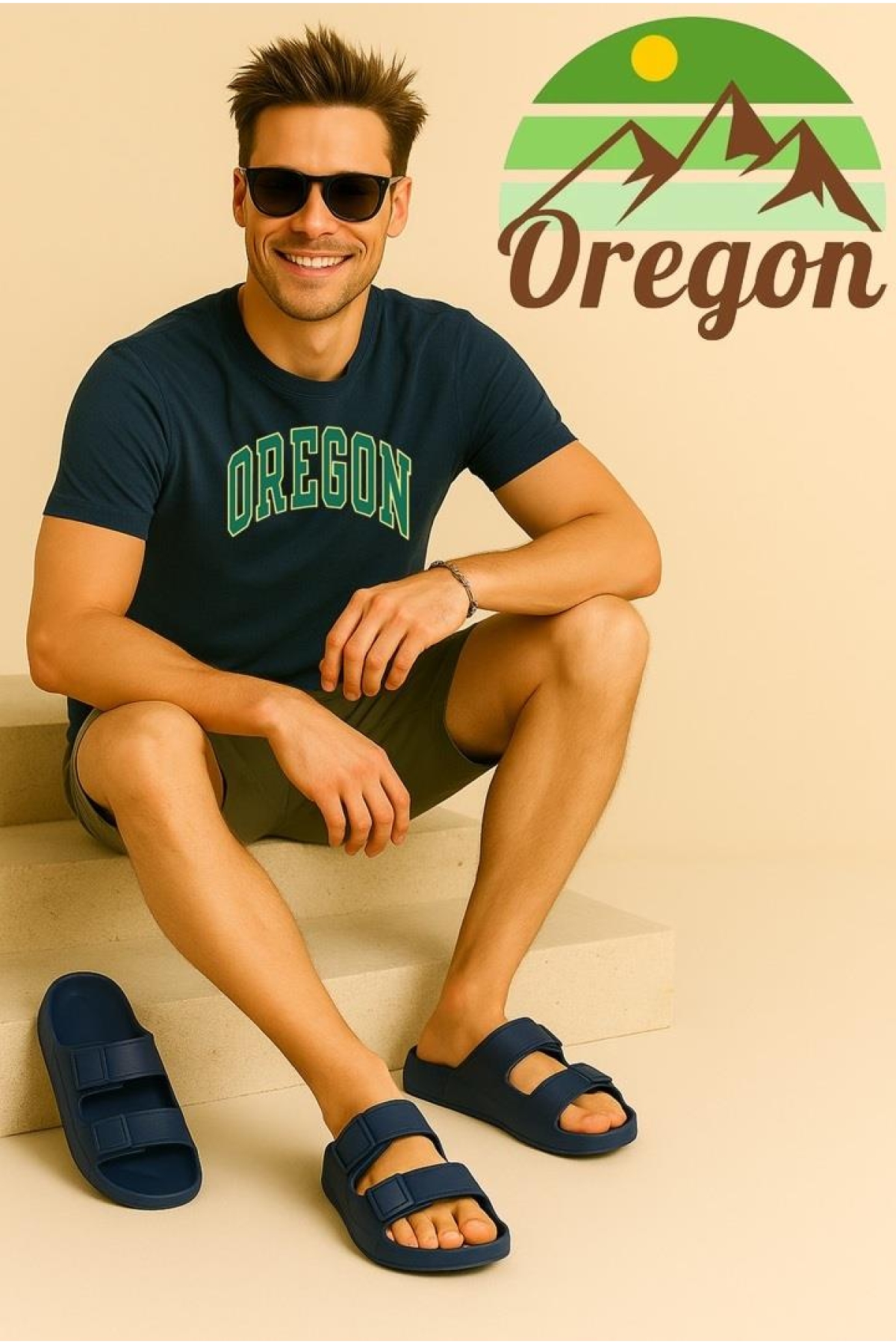Oregon Shoes FeelUp Comfort Eva Erkek Deniz Günlük Cırtlı Terlik Laci