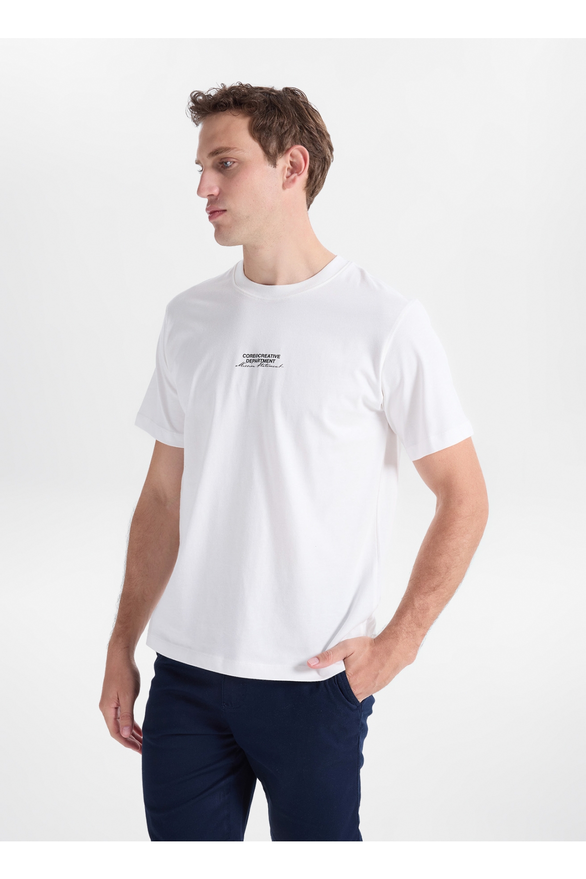 Ekru Erkek Regular Fit Yazı Baskılı T-Shirt 12307786 JCOEVERYDAY