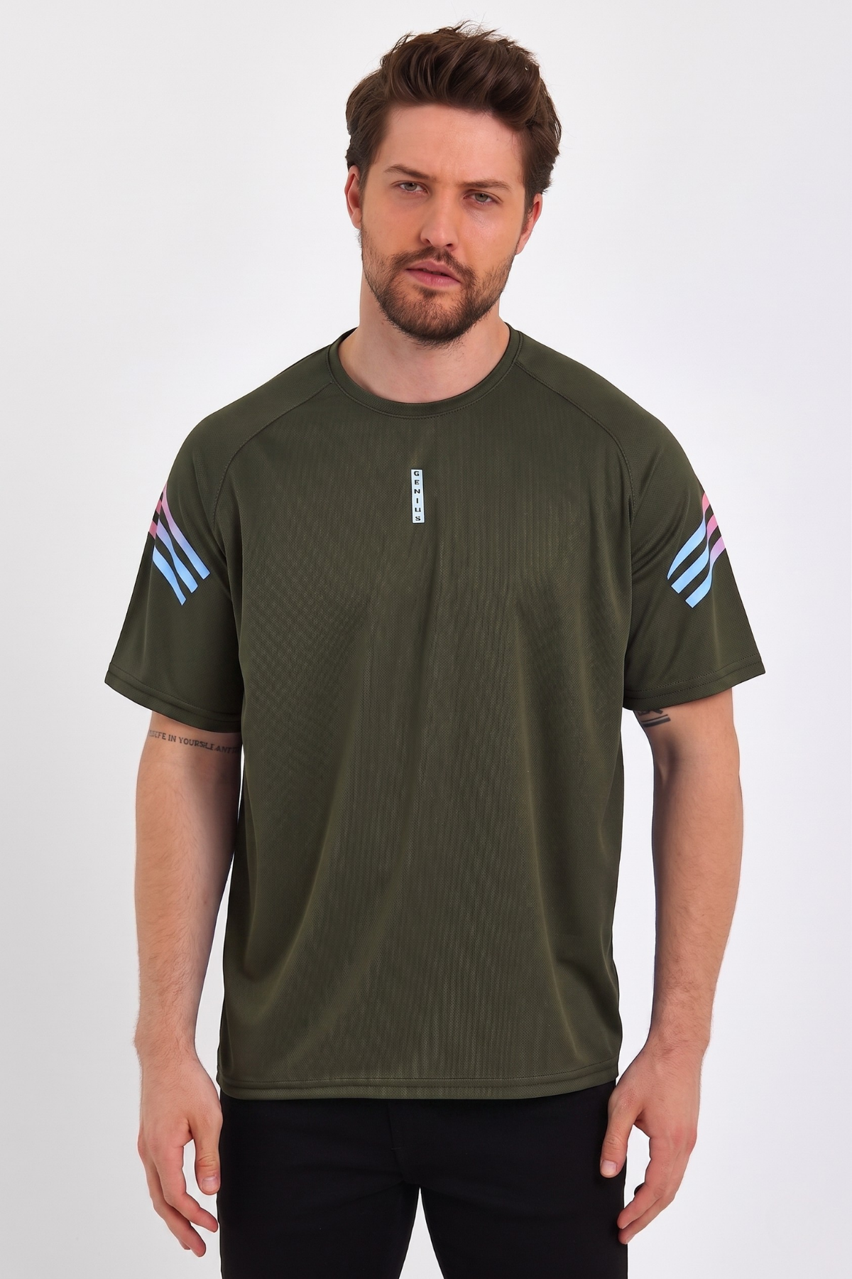 GENIUS STORE Store Erkek Spor Tişört Baskılı Fitness, Antrenman Fit T-shirt