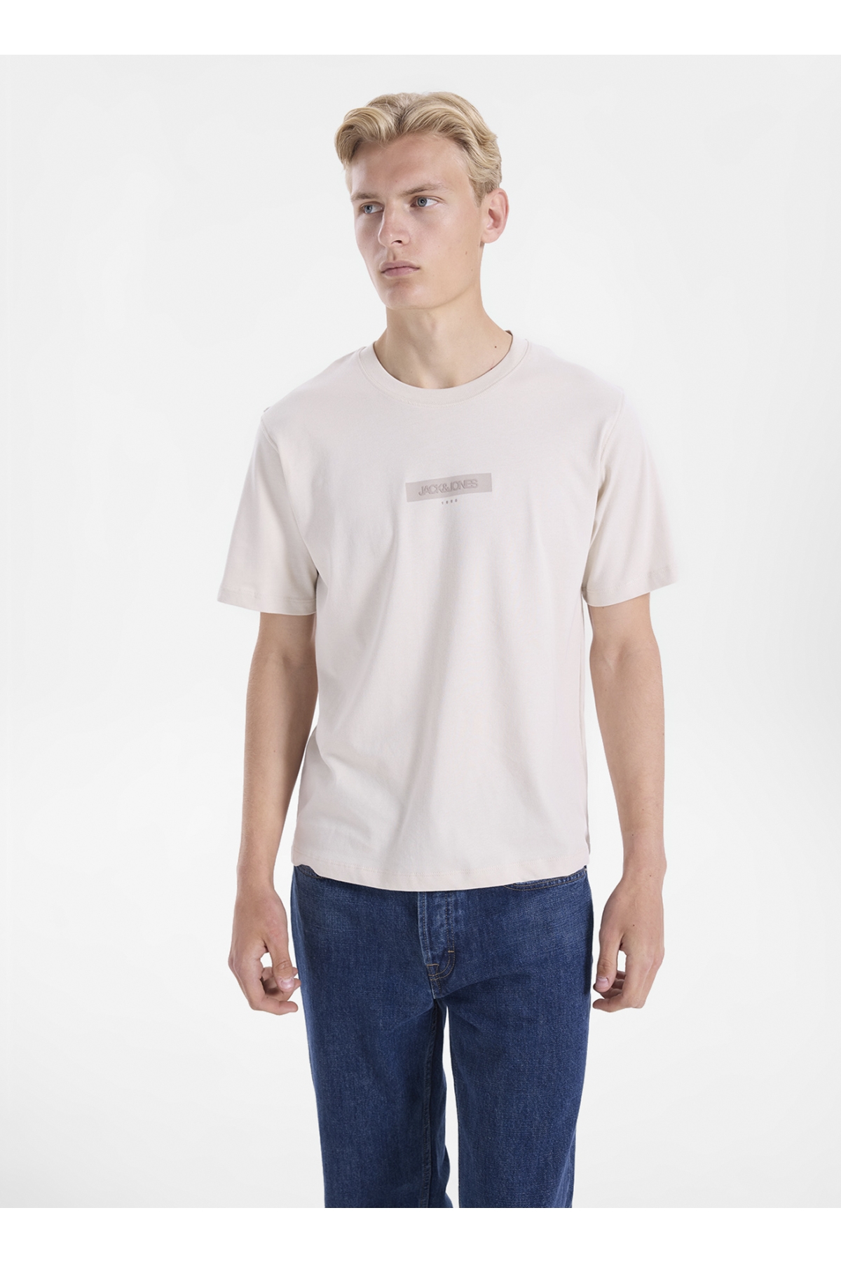 Bej Erkek Regular Fit Logo Baskılı T-Shirt 12307760 JORTOOK TEE