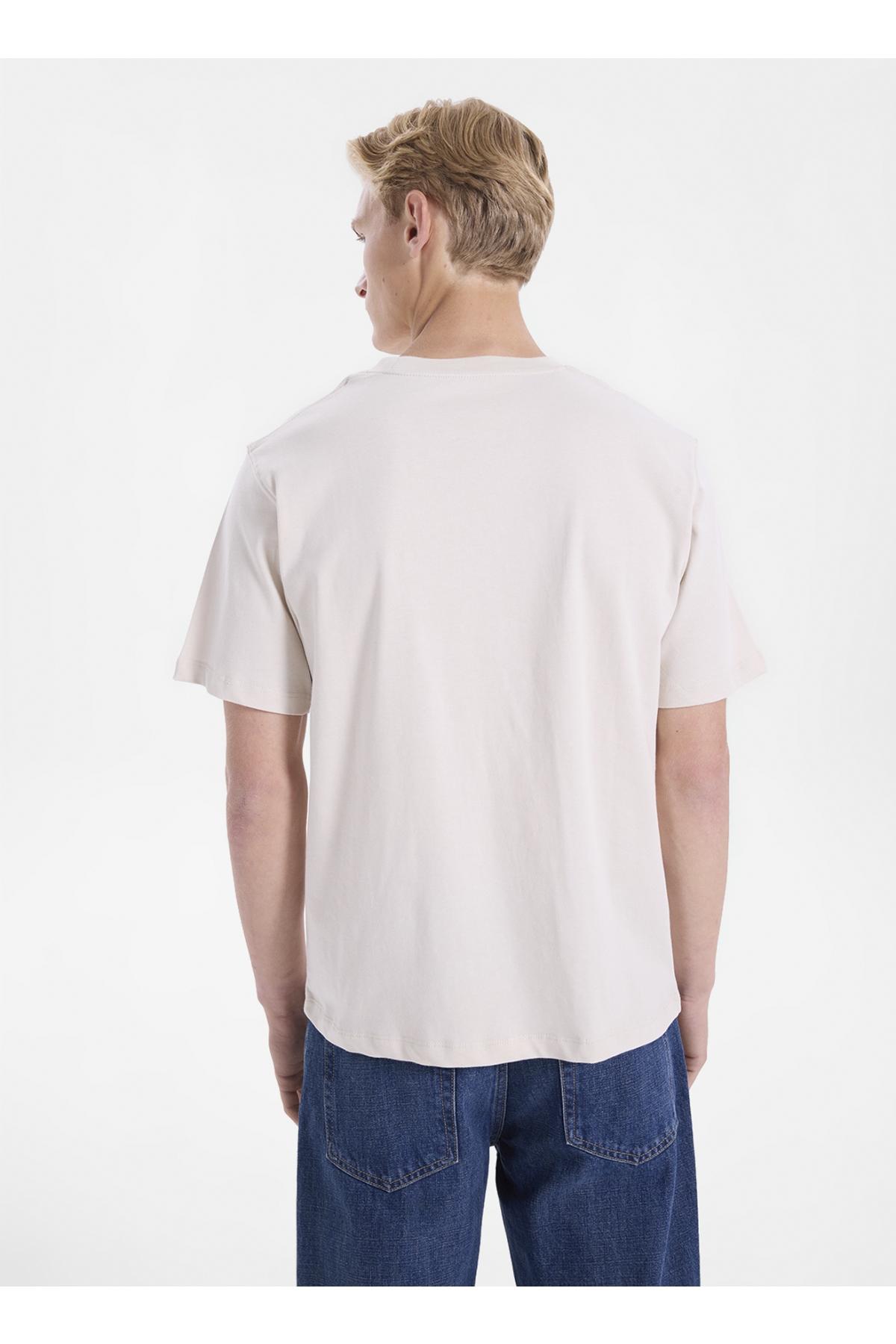 Bej Erkek Regular Fit Logo Baskılı T-Shirt 12307760 JORTOOK TEE