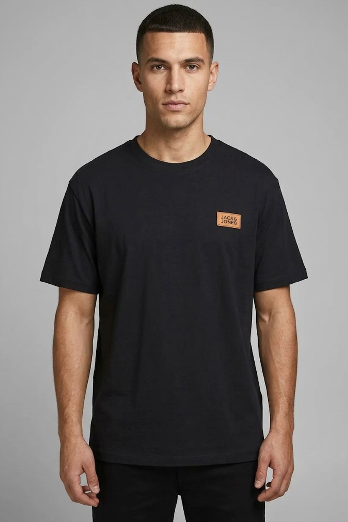 Jack Jones Jcobreeze Front Prınt Tee Ss Crew Erkek Siyah Tshirt