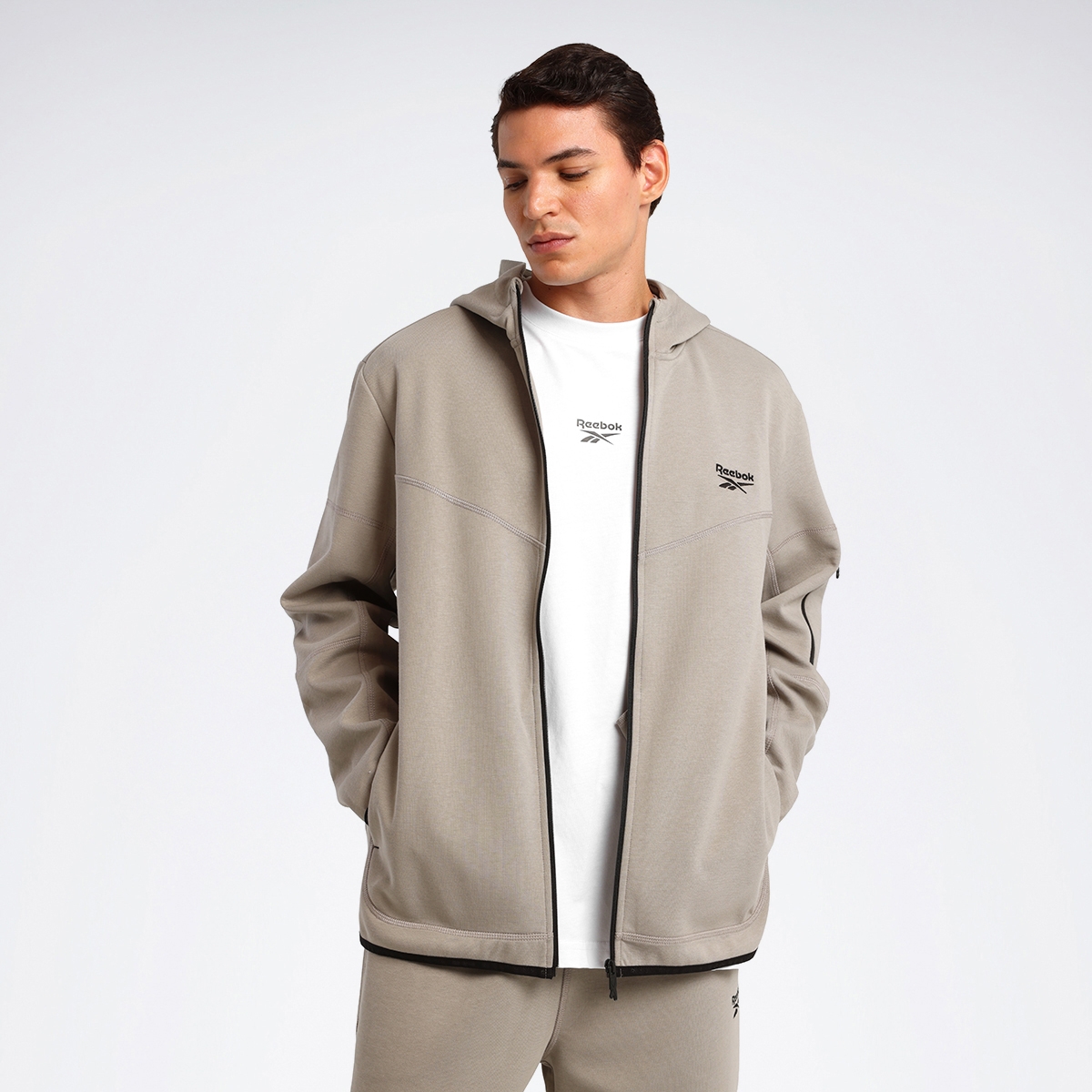 Fermuarlı Sweatshirt Erkek Bej PRIME FZ - Reebok