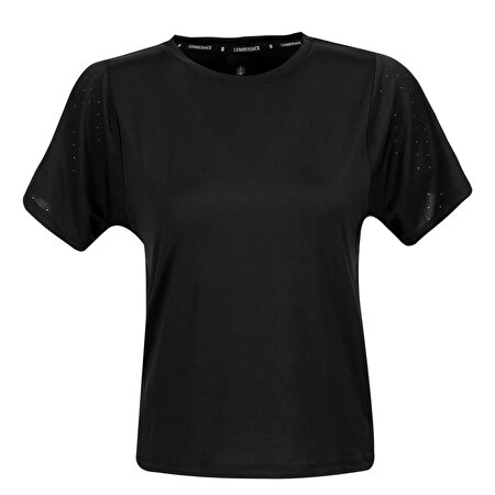 CT409 MILA MESH DETAIL T- Siyah Kadın T-Shirt_4