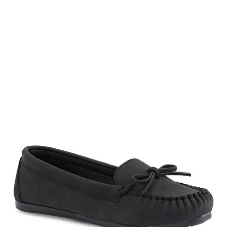 DS20054 1PR Siyah Kadın Loafer Ayakkabı_2