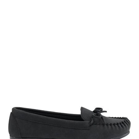 DS20054 1PR Siyah Kadın Loafer Ayakkabı_3