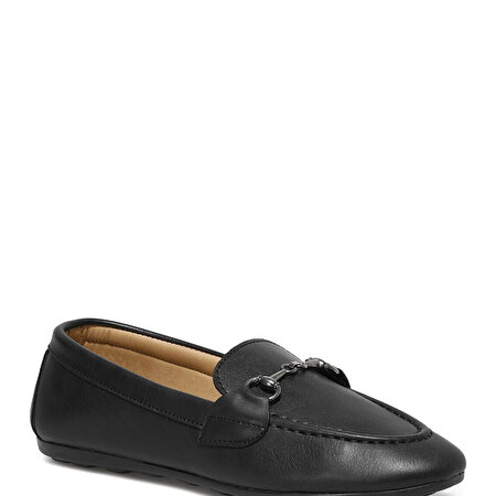 DS21010 1PR Siyah Kadın Loafer Ayakkabı