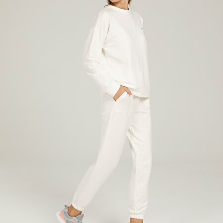 CT836 ANNA C NECK SLOGAN Ekru Kadın Sweatshirt_2