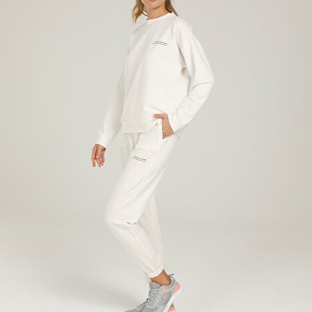 CT836 ANNA C NECK SLOGAN Ekru Kadın Sweatshirt_4