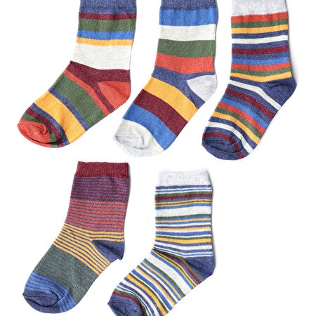 COLOR STRIPE 5 LI SKT-B Çok Renkli Erkek Çocuk Soket Çorap