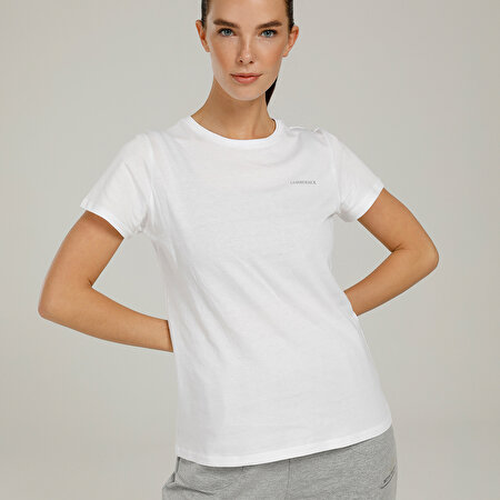 CT122 BASIC C NECK T-SHIR Beyaz Kadın Kısa Kol T-Shirt_0