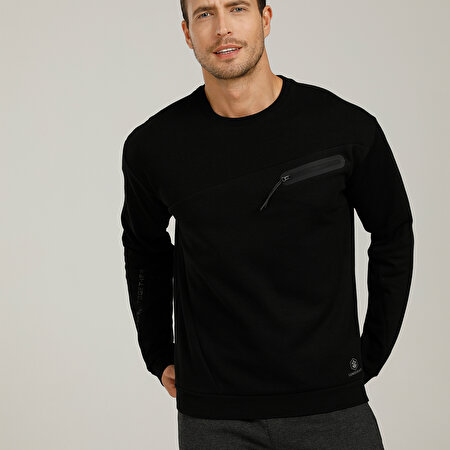 CT763 RENE SLEEVE DETAIL Siyah Erkek Sweatshirt