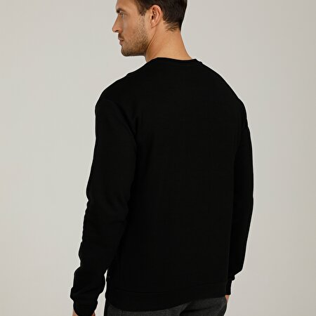 CT763 RENE SLEEVE DETAIL Siyah Erkek Sweatshirt_1