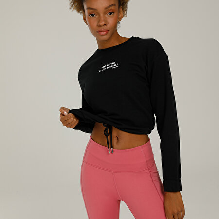 SN636 LISA GATHERED SWEAT Siyah Kadın Sweatshirt
