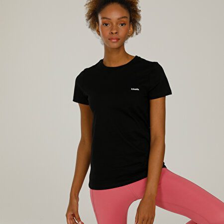 SN226 BASIC C NECK T-SHIR Siyah Kadın T-Shirt
