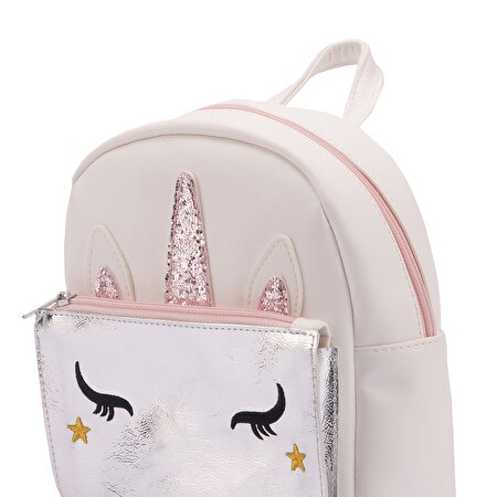 UNICORN SIRT 2FX BEYAZ GRI PEMBE Kız Çocuk Sırt Çantası_1