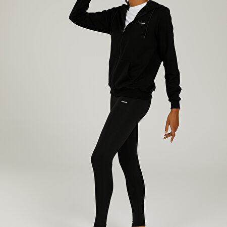 SN85 BASIC FULL ZIP HOODI Siyah Kadın Eşofman Üstü_4