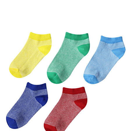 THIN LINE 5 LI PTK-B 2FX Çok Renkli Erkek Çocuk 5'li Patik Çorap