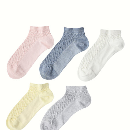JAKAR LINE 5 LI PTK-W 2FX Çok Renkli Kadın 5'li Patik Çorap