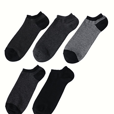 MINI PUAN 5 LI PTK-M 2FX Siyah Erkek 5'li Patik Çorap