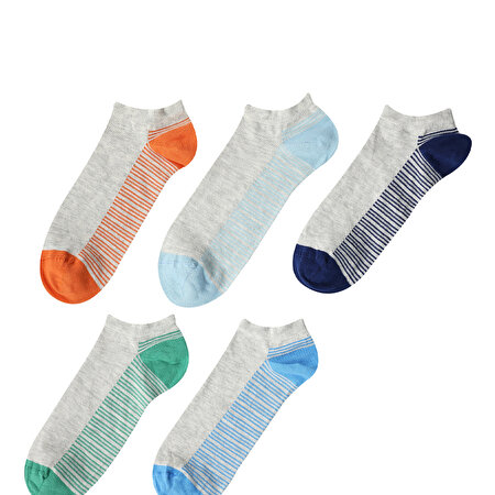 COLOR SOLE 5 LI PTK-M 2FX GRI MULTI Erkek 5'li Patik Çorap