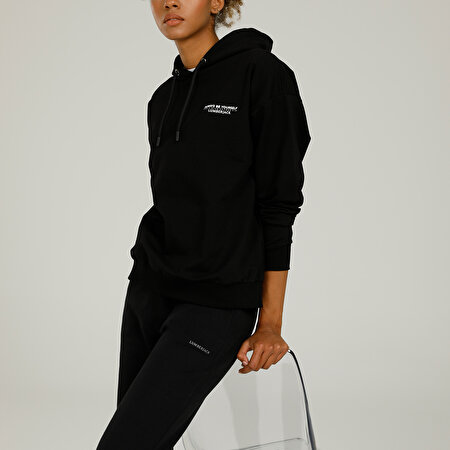 CT1165 ANNA HOODIE 2FX Siyah Kadın Sweatshirt_4