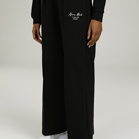 SN834 MONA WIDE LEG PANTS Siyah Kadın Eşofman_1