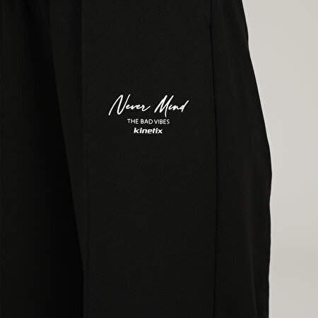 SN834 MONA WIDE LEG PANTS Siyah Kadın Eşofman_3