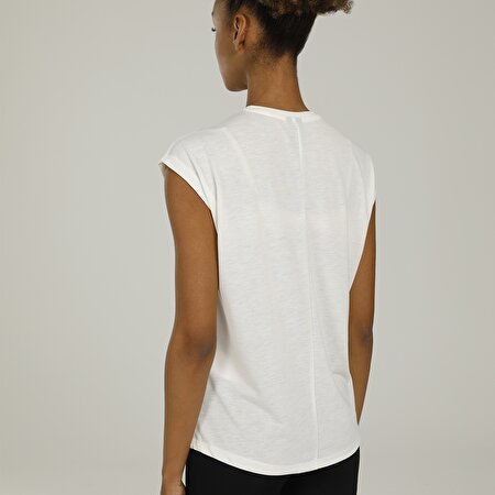 SN629 LORA SLOGAN DETAILE Ekru Kadın Kısa Kol T-Shirt_1