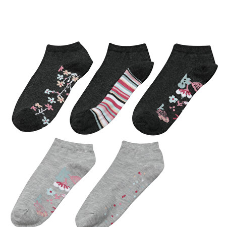 FLOWER MIX 5 LI PTK-W 2FX  Kadın 5'li Patik Çorap