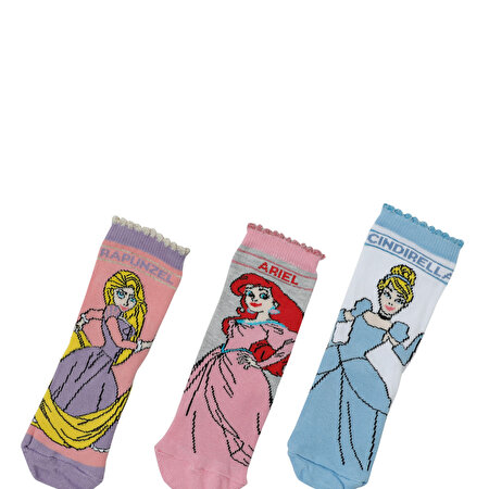 DISNEY PRINCESS 3 LU SKT- Çok Renkli Kız Çocuk Soket Çorap