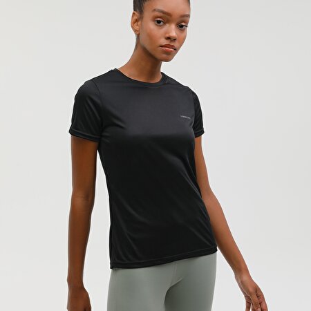 W-CT123 BASIC  PES C NECK Siyah Kadın Kısa Kol T-Shirt