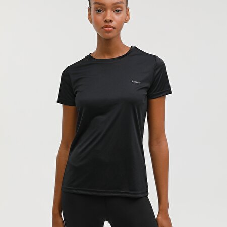 W-SN230 BASIC PES C NECK Siyah Kadın Kısa Kol T-Shirt_0