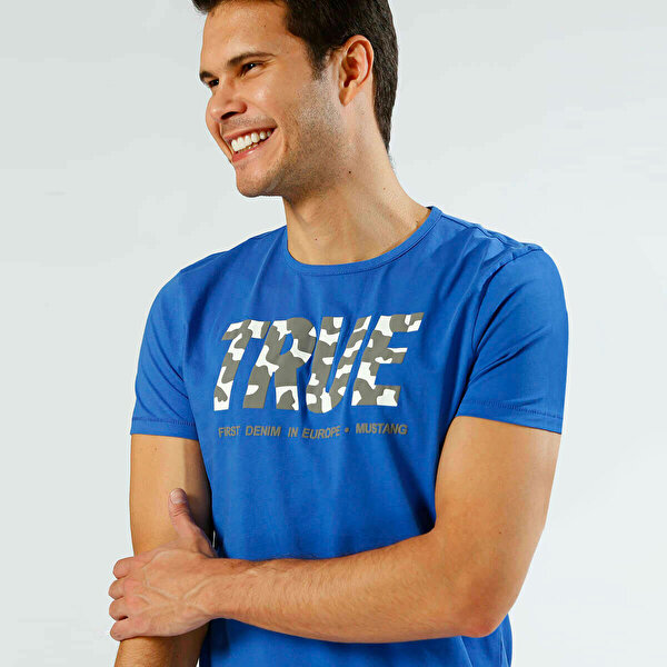 Mustang 04 M00186 558 Mavi Erkek Kisa Kol T Shirt 100449270 Instreet