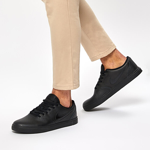 Siyah Deri Bagcikli Erkek Sneakers