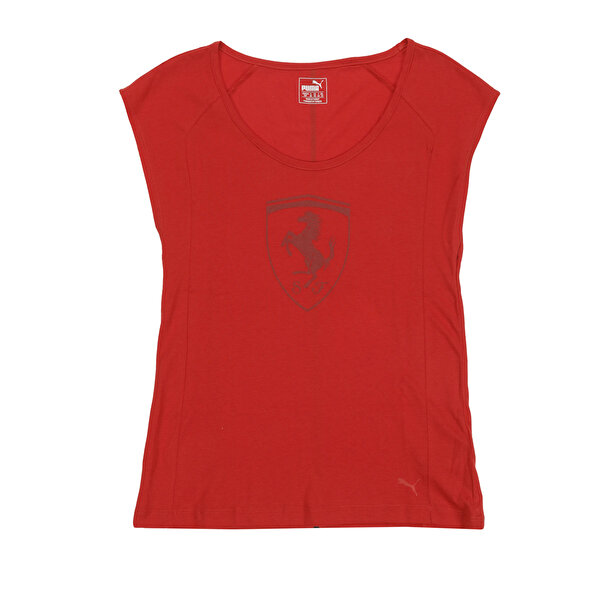 Puma Ferrari Big Shield Tee Kirmizi Kadin Kisa Kol T Shirt 100462706 Instreet