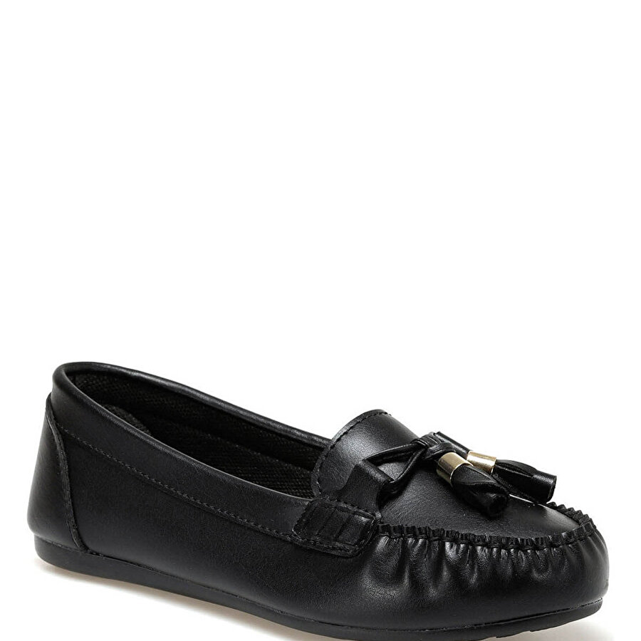 DS20053 Siyah Kadın Loafer Ayakkabı_0