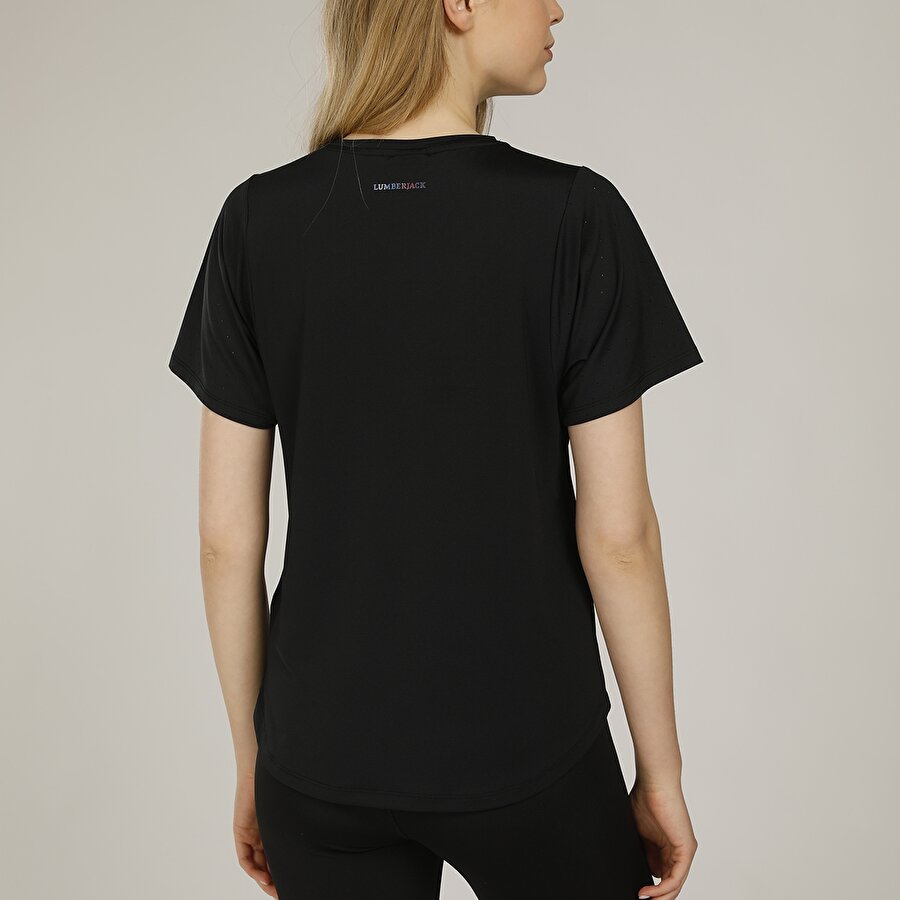 CT409 MILA MESH DETAIL T- Siyah Kadın T-Shirt_1